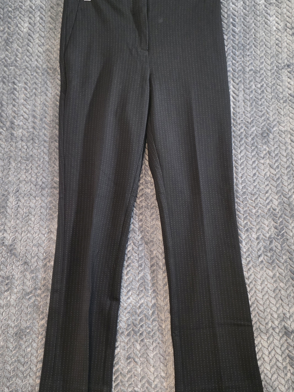 Amanda & Chelsea Black Straight-Leg Pinstripe Pants